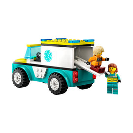 60403 Ambulancia de Emergencias y Chico con Snowboard (79 piezas)